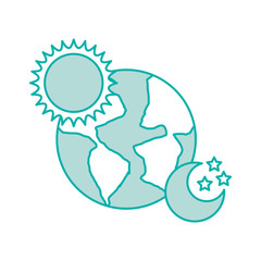 world planet earth with sun and moon vector illustration design