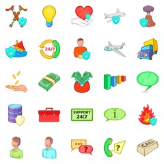 Belay icons set, cartoon style