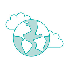 Beautiful fantasy cloud with world planet vector illustration design