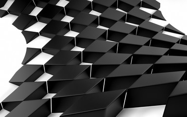 Obraz premium Abstrakcjonistyczny czarny i biały geometryczny tło. Renderowanie 3D