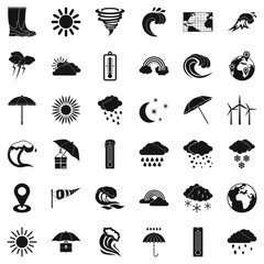 Bad weather icons set, simple style