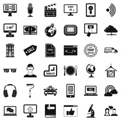 Web equipment icons set, simple style