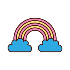 Beautiful fantasy cloud with rainbows vector illustration design