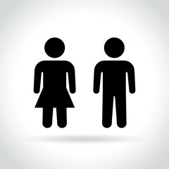 male and female icons on white background