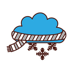 Beautiful fantasy cloud with snowflakes vector illustration design