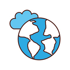 Beautiful fantasy cloud with world planet vector illustration design