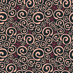 Vector seamless pattern with swirls. Abstract background.