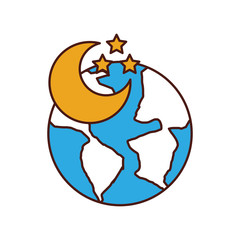world planet earth with moon vector illustration design