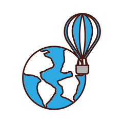 world planet earth with balloon air vector illustration design