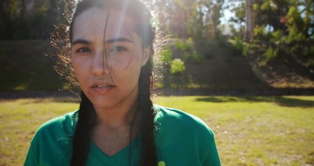 Portrait of girl standing in boot camp - Powered by Adobe