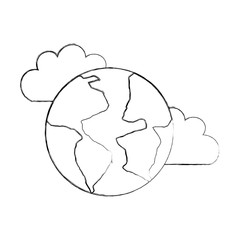 Beautiful fantasy cloud with world planet vector illustration design