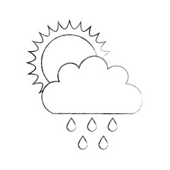 Beautiful fantasy cloud with sun and rain drops vector illustration design