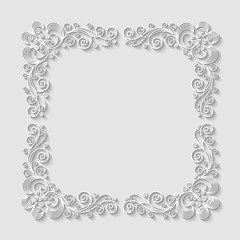 Abstract decorative 3d floral frame. Vector Illustration
