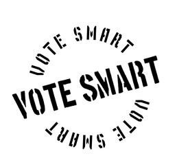 Vote Smart rubber stamp. Grunge design with dust scratches. Effects can be easily removed for a clean, crisp look. Color is easily changed.