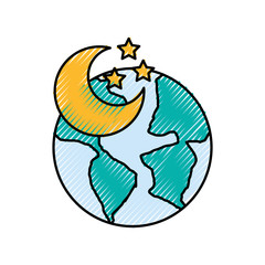 world planet earth with moon vector illustration design