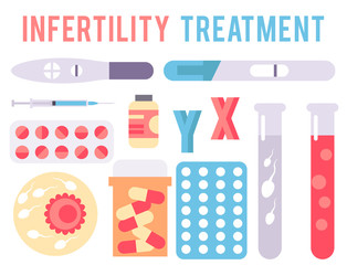 Infertility pregnancy problems medical maternity vector signs treatment fertilization processes infographic tools