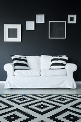 Patterned black and white carpet