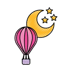 balloon air hot with moon vector illustration design