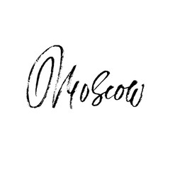 Moscow, Russia. City typography lettering design. Hand drawn modern dry brush calligraphy. Isolated vector illustration.