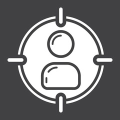Obraz premium Target audience glyph icon, seo and development, vector graphics, a solid pattern on a black background, eps 10.