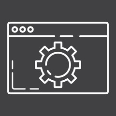 Web optimization line icon, seo and development, browser sign vector graphics, a linear pattern on a black background, eps 10.