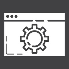 Web optimization glyph icon, seo and development, browser sign vector graphics, a solid pattern on a black background, eps 10.