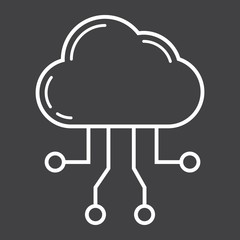 Cloud computing line icon, seo and development, cloud sign vector graphics, a linear pattern on a black background, eps 10.