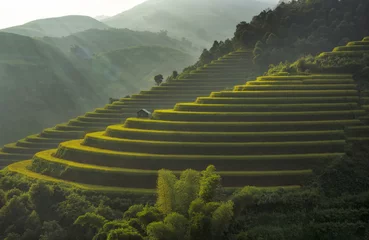 Papier Peint photo autocollant Mu Cang Chai Paysage de rizières en terrasses de Mu Cang Chai, Yenbai, Vietnam du Nord