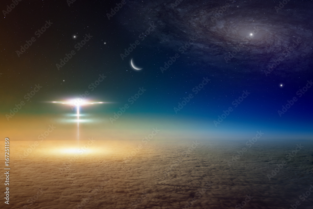 Wall mural extraterrestrial aliens spaceships from outer space landing on planet earth