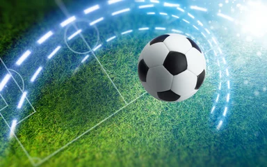 Foto auf Acrylglas Fußball Fußball auf grünem Fußballstadion