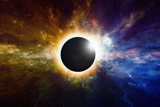 Fototapeta Amazing scientific background - total solar eclipse