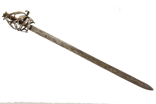 An Antique Venetian or Dalmatian Broadsword, isolated on white - Powered by Adobe