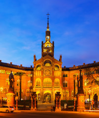 Fototapeta na wymiar Facade of Hospital de Sant Pau in evening. Barcelona