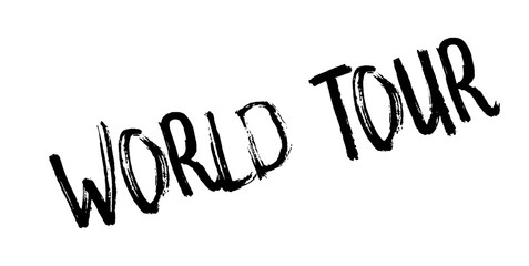 World Tour rubber stamp. Grunge design with dust scratches. Effects can be easily removed for a clean, crisp look. Color is easily changed.