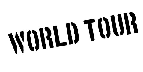 World Tour rubber stamp. Grunge design with dust scratches. Effects can be easily removed for a clean, crisp look. Color is easily changed.