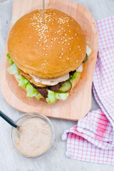 delicious hamburger and souce