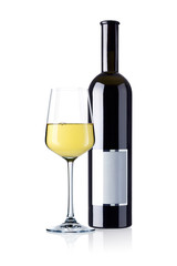Bottle and glass of white wine