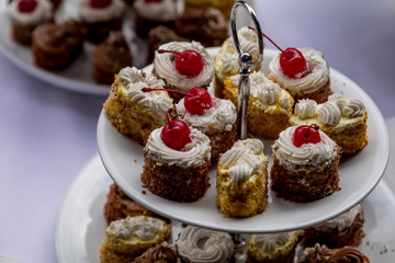 Sweet dessert. Plate with  cupcake