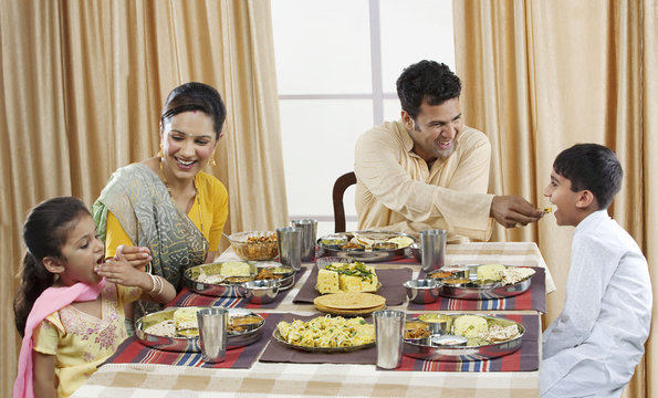 Gujarati Family Having Lunch 