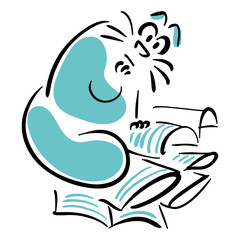 Cat reading the newspaper