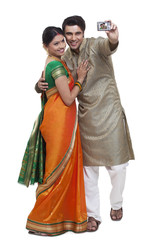 Maharashtrian couple taking a self portrait