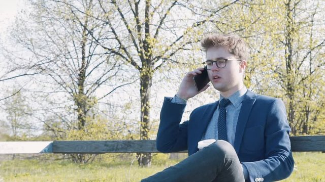 The businessman angrily screams Nasty telephone conversation