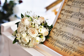 Bridal bouquet on the piano