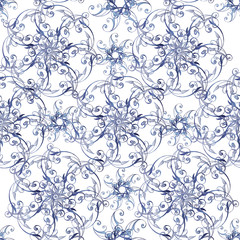 Elegant Lace seamless pattern in blue colors. Vintage seamless floral pattern in blue colors. Decorative ornament backdrop for fabric, textile, wrapping paper