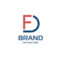 FD letter logo design vector illustration template, F letter logo vector, letter F and D logo vector, creative Letter FD letter logo