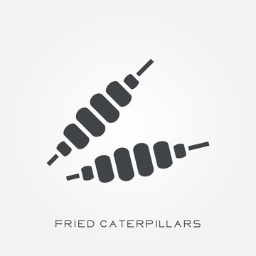 Silhouette icon fried caterpillars