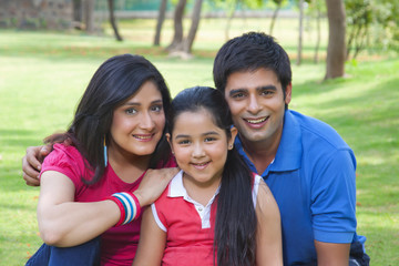 Portrait of family in park