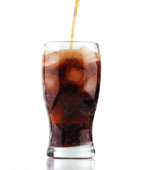 Fototapeta na wymiar Glass of cola with ice