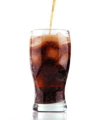 Glass of cola with ice
