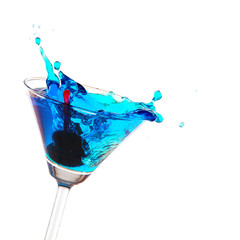 blue cocktail splashing